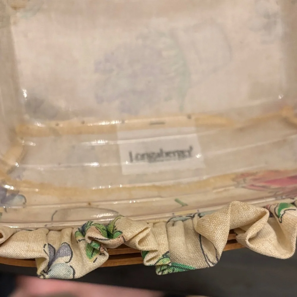 Longaberger 2000 Century Celebration Basket Floral Liner Handle Hat Medallion